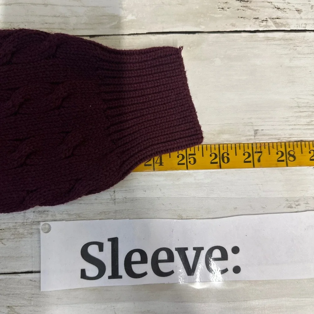 Vtg Mens Size XL Pullover Long Sleeve Sweater Burgundy Chunky Cable Knit Grandpa